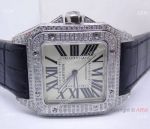 Swiss Grade Replica Cartier Santos 100 Diamond Watch 